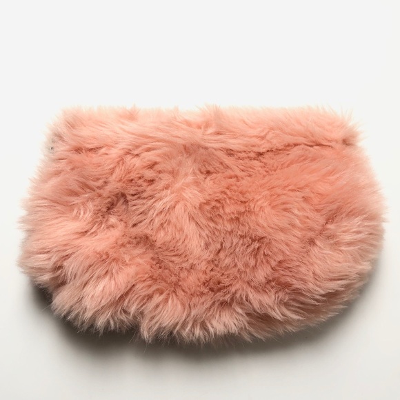 Ryan Roche Handbags - Ryan Roche • Coral Pink Faux Fur Clutch.